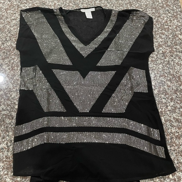💰3 For $25💰 Black sequin dinner/evening shirt - Picture 1 of 9